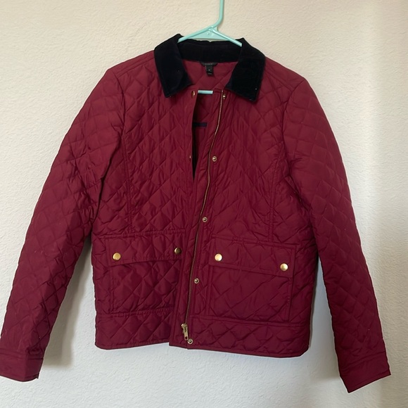 J Crew quilted barn jacket down corduroy collar size M red - Picture 6 of 6